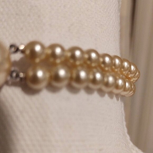 Richelieu Double Strand Faux Pearl Necklace Choker Champagne | Vintage - Picture 7 of 11
